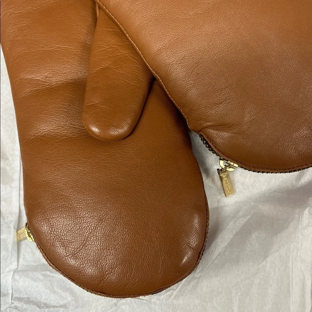 Anthropologie Aristide Brown Leather Mittens New